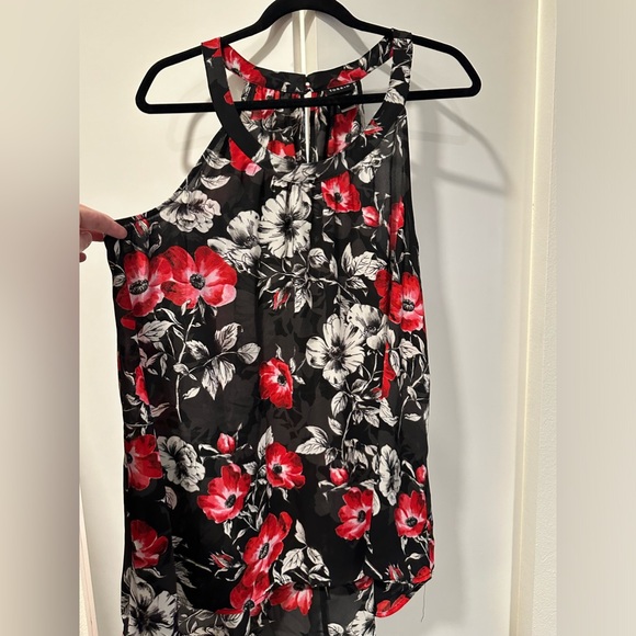 Torrid Floral Halter Neck Black/Red Sleeveless Sheer Blouse Size 1x - Picture 12 of 15